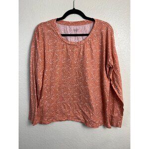 Garnet Hill Organic Cotton Bubble Print Long Sleeve Top Womens Large Orange